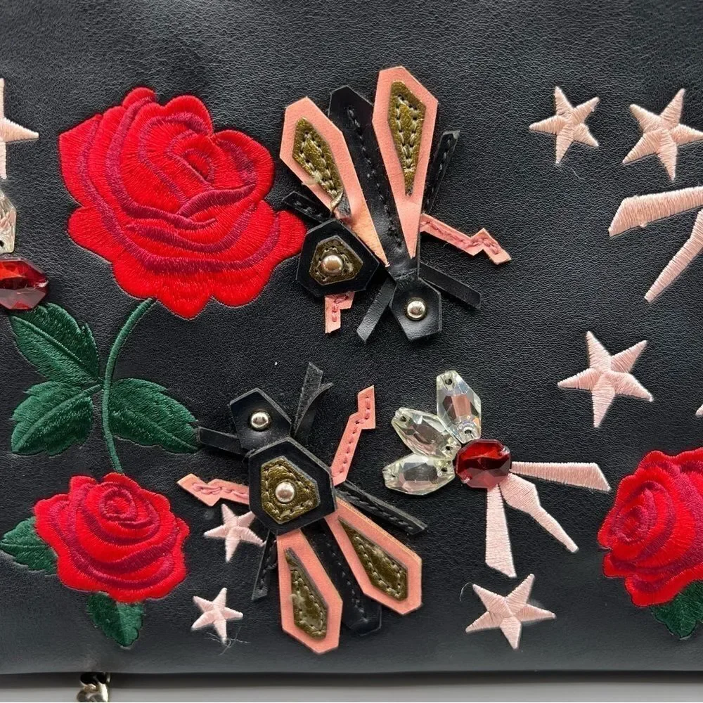 Zara Rose Embroidered Gold Chain Crossbody - Picture 6 of 10